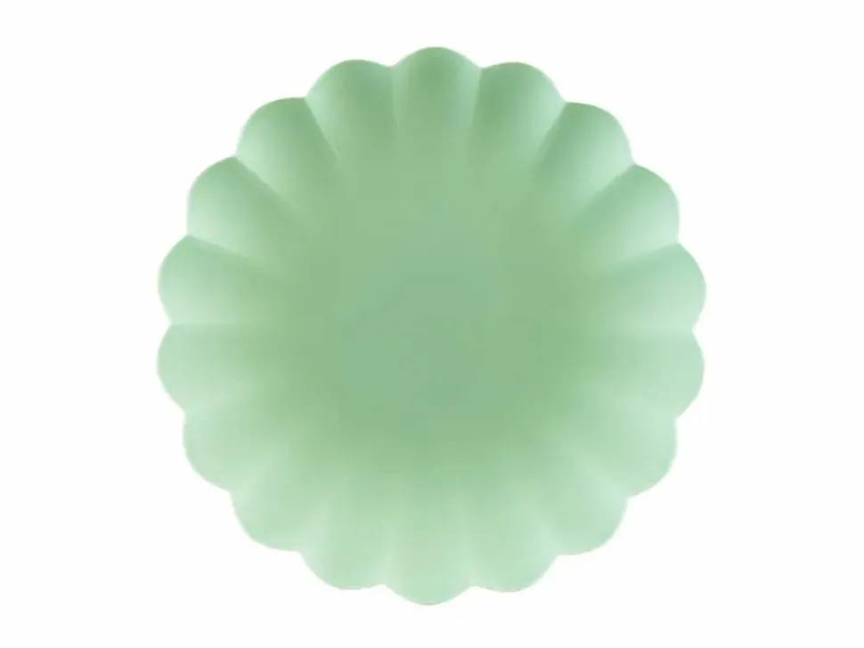 Salviegrønn plastikk tallerkener, 4pk