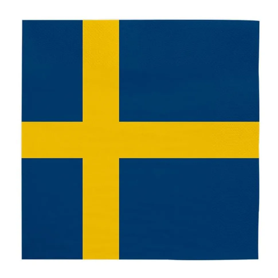 Servietter Svenske flagg, 20 stk