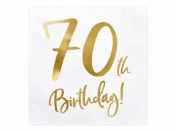 Servietter, 70th Birthday, Hvit & Gull