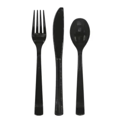 Sort Gjenbrukbart Plastbestikk, 18 stk.