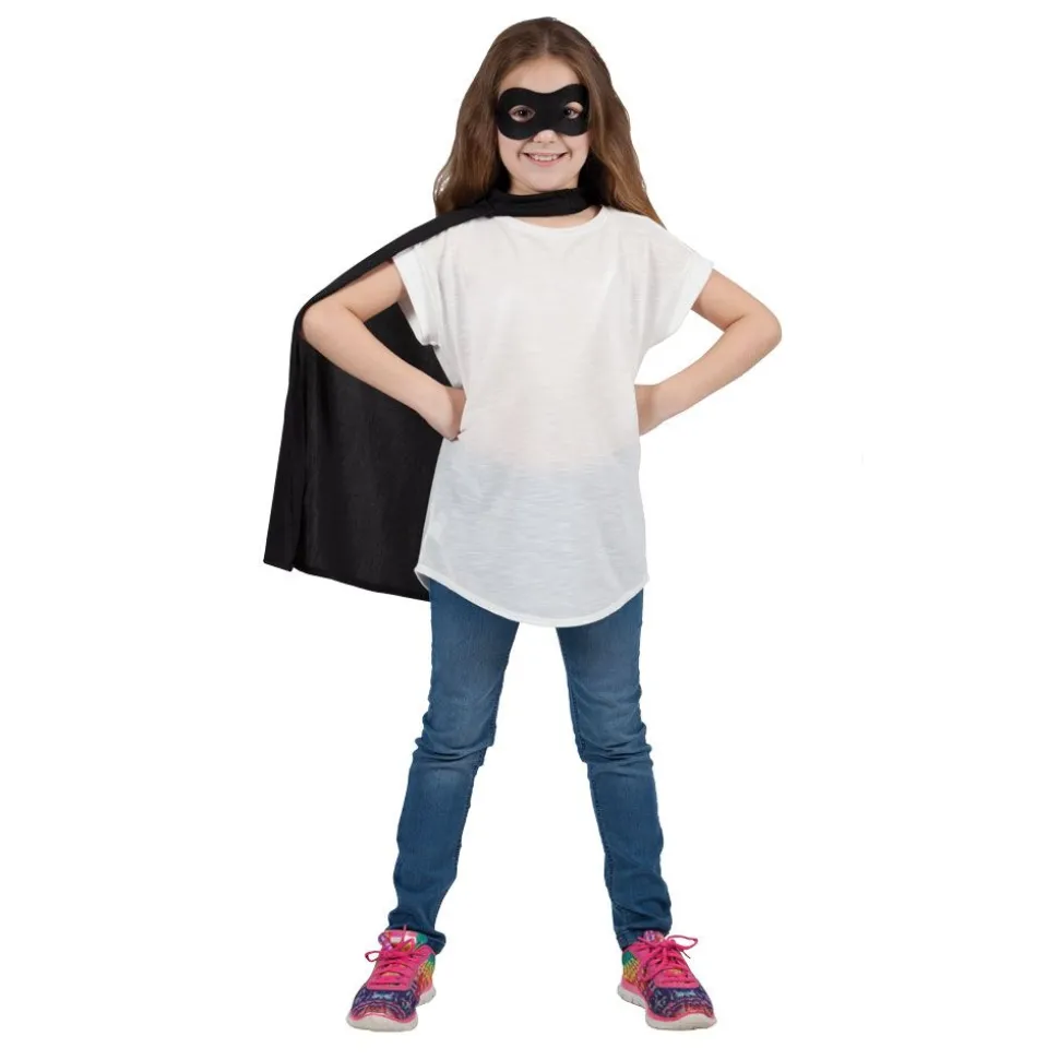Sort superhelt kappe og maske