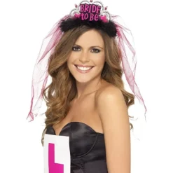 Sort tiara med slør, "Bride to be"