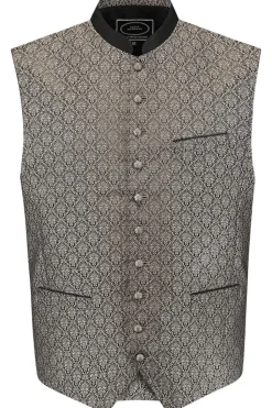 Trachten vest Leopold taupe jacquard