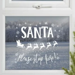 Vindusklistremerke Santa Please Stop Here
