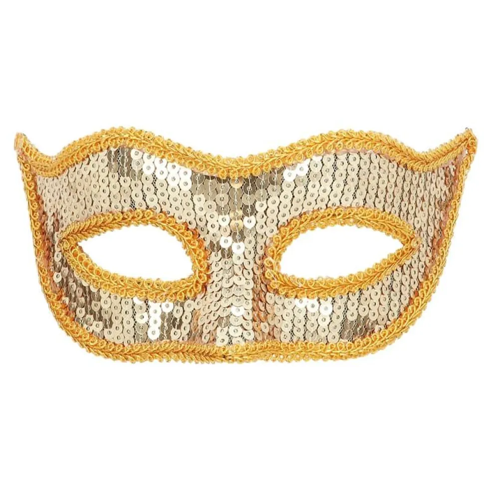 Øyemaske Venice Paljetter Gull