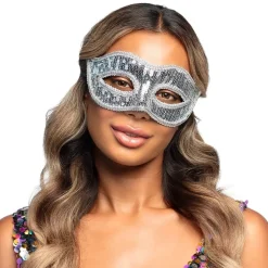 Øyemaske Venice Paljetter Sølv