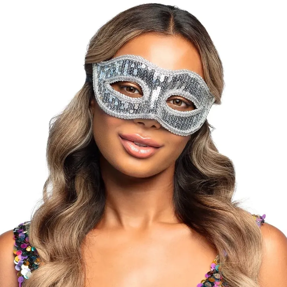 Øyemaske Venice Paljetter Sølv